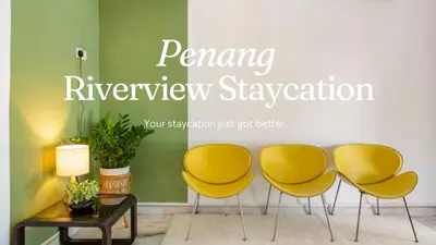 two yellow chairs and a table in a room at Riverview Staycation 5mins to Sunway Carnival for 9 pax in Perai