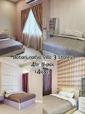 a bedroom with two beds and a window at Botani Nadya 5B4B by verve 19 pax in Ipoh