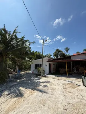 a house with a palm tree in front of it at Teratak Laman Bari in Sekincan