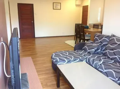 a living room with a tv and a couch at Golf View Apartment in Brinchang in Tanah Rata