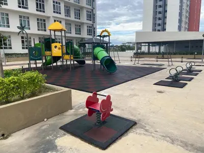 a park with a playground with slides and swings at Anderson Residency Ipoh Wifi Pool Islam in Ipoh