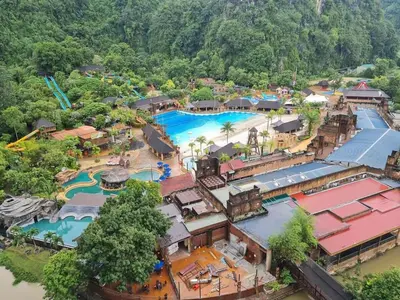 an aerial view of the water park at a resort at ThemeParkview-Sunway Onsen-2br2b in Ipoh