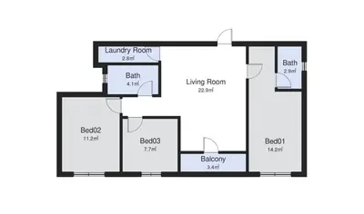 a picture of a floor plan of a house at The Sun #3BR #11 FamilyStay #BayanLepas in Bayan Lepas