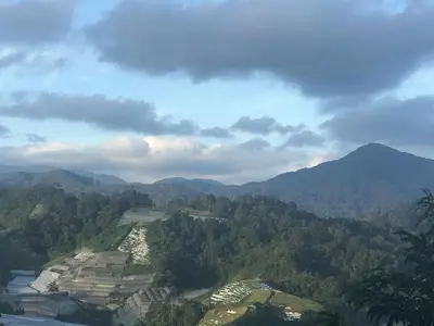 a view of a valley with mountains and trees at KK Farm Stay in Ringlet