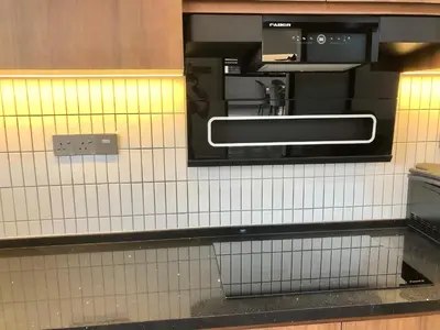 a microwave on a wall in a kitchen at BigLanded House NR Penang Hill & Kek Lok Si Temple in Ayer Itam