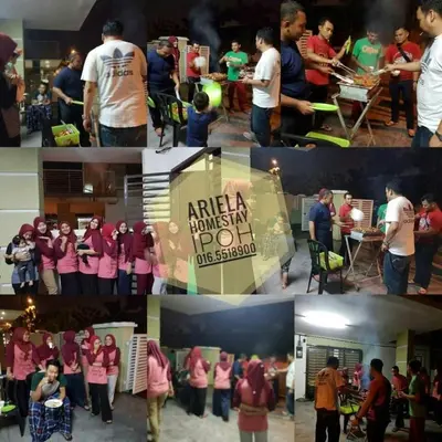 a collage of photos of a group of people at Ariela Homestay in Ipoh