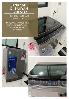 a collage of three pictures of a microwave oven at D Banyan Homestay, Sungai Petani, EV Friendly Stay, FREE 22kW in Sungai Petani