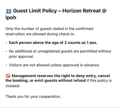 a screenshot of the guest limit policy horizons horizon retreat c roll at The Horizon Retreat in Ipoh