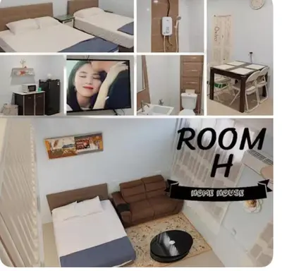 a collage of photos of a room with a room h at HOME House in George Town