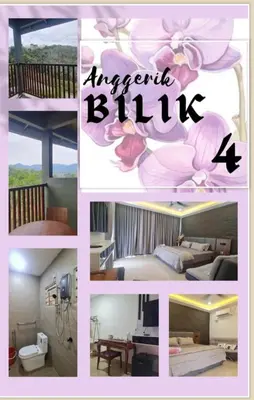 a collage of pictures of a bedroom and a living room at CBHResort Agrofarm in Kampong Benchah Tualang