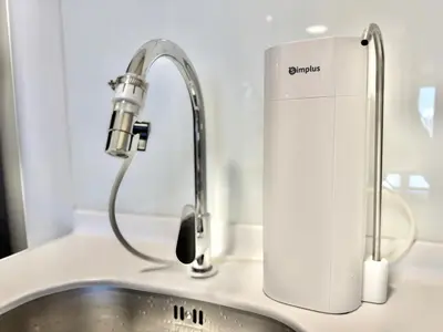 a kitchen sink with a faucet on a counter at Tropicana 218 Macalister #Charm #InfinityPool #WideSeaview #6pax #3BR2bath #1King2Queen #Quality well maintained #Private host in George Town