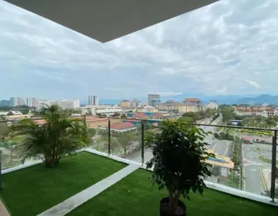 a balcony with a view of a city at ICC Suites Ipoh Walking distance to Mall in Ipoh