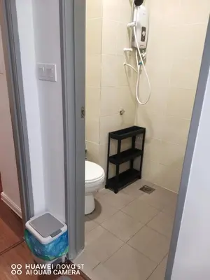 a bathroom with a toilet and a shower stall at Belladira Homestay CH in Brinchang