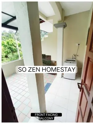 a view of a room with a kitchen and a door at So Zen Homestay in Taiping