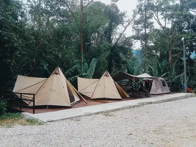 a group of tents on the side of a road at The HIJAU Camp & Cabin in Gopeng