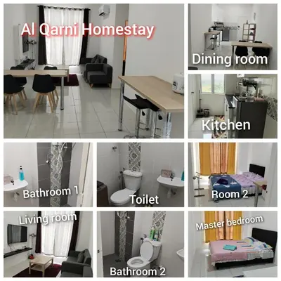 a collage of different pictures of a room at Al Qarni Homestay in Ipoh