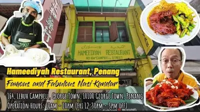 a poster for a restaurant with a man and a plate of food at charming 1br retreat in bayan lepas 1car park Malaysian guest only Netflix in Bayan Lepas