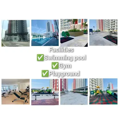 a collage of different pictures of a playground at Al Qarni Homestay 1 in Ipoh