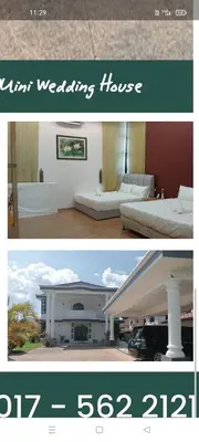 a collage of two pictures of a mansion wedding house at Gurap homestay and mini wedding house in Ipoh