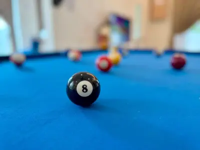 a billiard ball with the number eight on a pool table at LYL EvenHill Private Pool-18-23pax 5BR in Ipoh