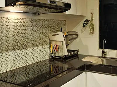 a kitchen with a coffee maker on a counter at \u65e5\u5f0f10\u697c7\u53f7 Comfy Japanese Style Unblocked Paddy View in Sekincan