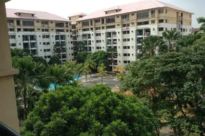 a view from the balcony of a building at Klang Prima Bayu Apartment, Taman Bayu Perdana, 42000 Klang in Gua Sai