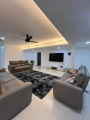 a living room with two couches and a flat screen tv at BungalowD Pool Villa 7R6B with Netflix Great Movies & Dramas in Ipoh