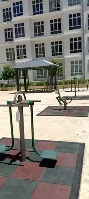 a picnic table and a bench in front of a building at Ipoh Homestay at Anderson - 2 Room 2 Bathroom -Maximum 6 pax --Self Check In-- in Ipoh