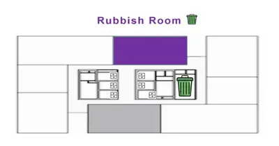 a block diagram of a rubbish room with a trash can at 218 Macalister Food Paradise By Smart Space Home in George Town