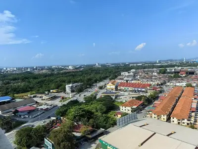 an aerial view of a city with buildings at Warmth Nest4U Homestay Butterworth in Butterworth
