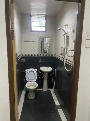 a bathroom with a toilet and a sink at Nipah Bay Villa in Pangkor