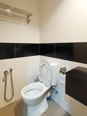 a bathroom with a toilet and a shower at Gurney Drive Mansion One by RL SUITE in George Town