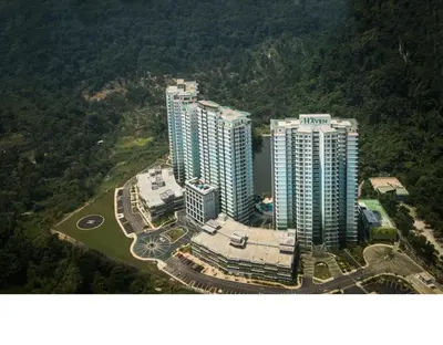 an aerial view of a city with tall buildings at The Haven Lakeside Residences, Lake View Suite IPOH in Gua Sai