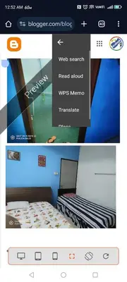a page of a website with a picture of a bed at Dales Guest House in Perai