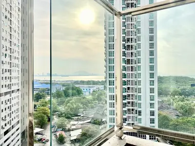 a view from a high rise building with tall buildings at Straits Garden Suites #Pool with view #Seaview and bridge view #Georgetown #3pax #2BR2bath #1Queen 1Single #Quality well maintained #Private host in George Town