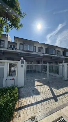 a house with a white fence and a building at Casa De Olive Islamic Only in Kampong Batu Lapan