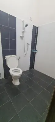 a bathroom with a toilet and a shower at Ruma Inn Homestay Perlis in Gua Sai