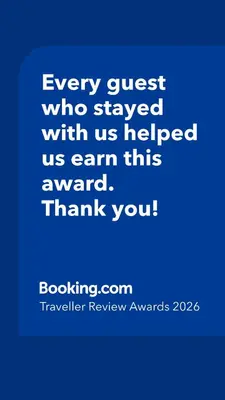 a blue picture with the words every guest who stayed with us helped us earn this at Nameera Stay Bandar Universiti Seri Iskandar in Seri Iskandar