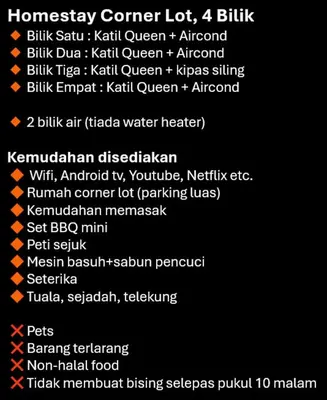 a screenshot of a cell phone with a bunch of text at Arjuna Homestay - Batu Gajah in Batu Gajah