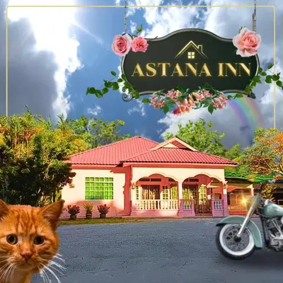 a cat is standing in front of a house at A I HOMESTAY Balik Pulau in Balik Pulau
