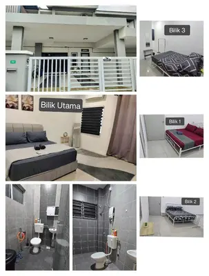a collage of photos of a bedroom and a room at Dee Intan Homestay, Ipoh - Malay Only in Ipoh