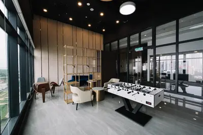 a room with a table and chairs in a building at Seaview Infinity Pool 3BR 8Pax 2Carpark 211 in George Town