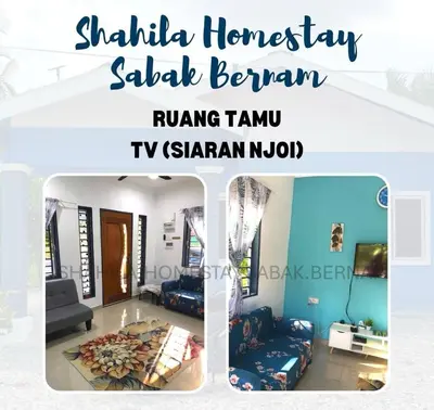 a living room with a couch and a table at Shahila Homestay Sabak Bernam Islamic-friendly