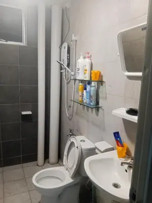a bathroom with a toilet and a sink at Little sweet homestay in Ipoh