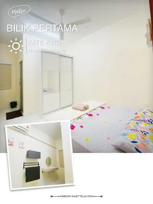 two pictures of a bedroom with a bed at Homestay Bajet Teluk Intan in Teluk Intan