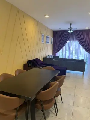 a dining room with a table and chairs and a piano at Adik Aisyah homestay cameron quintet A3-7-3 in Tanah Rata