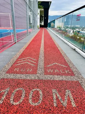 a red carpet on the side of a building at Cozy Sea & City View Penang, 3BR-10PAX b30 in George Town