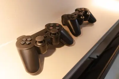a group of video game controllers sitting on a table at Bm16 16pax4b3b in Bukit Mertajam
