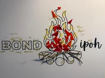 a illustration of a bonfire with the words bound up at Bondfire Ipoh Bercham Karaoke & Homestay 5pax in Ipoh