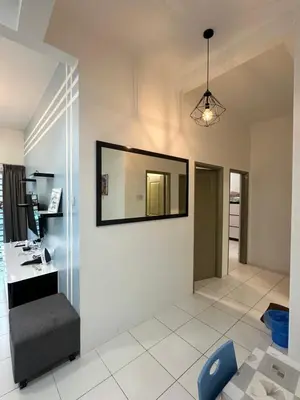 a bathroom with a sink and a mirror on the wall at Ayaan Gaming Home 2 Experience Real Life Simulator Racing Games in Tanah Rata